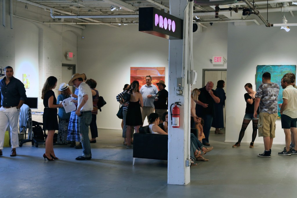 Visitors to PROTO Gallery attending the WE ARE WHAT THE SEAS HAVE MADE US opening reception