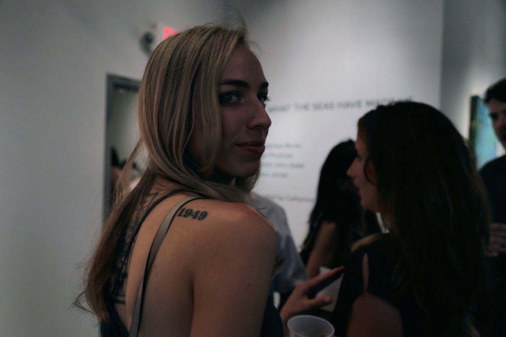Dana James at the opening reception for WE ARE WHAT THE SEAS HAVE MADE US at PROTO Gallery
