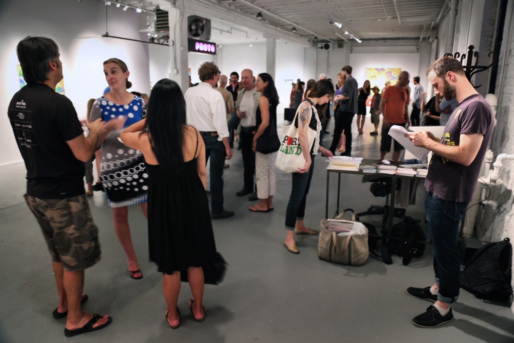 Visitors to PROTO Gallery attending the WE ARE WHAT THE SEAS HAVE MADE US opening reception